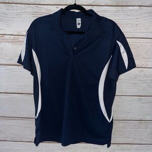 BAW Ladies Polo Shirt Cool-Tek Navy Blue White Accents Size Large Golf Tennis